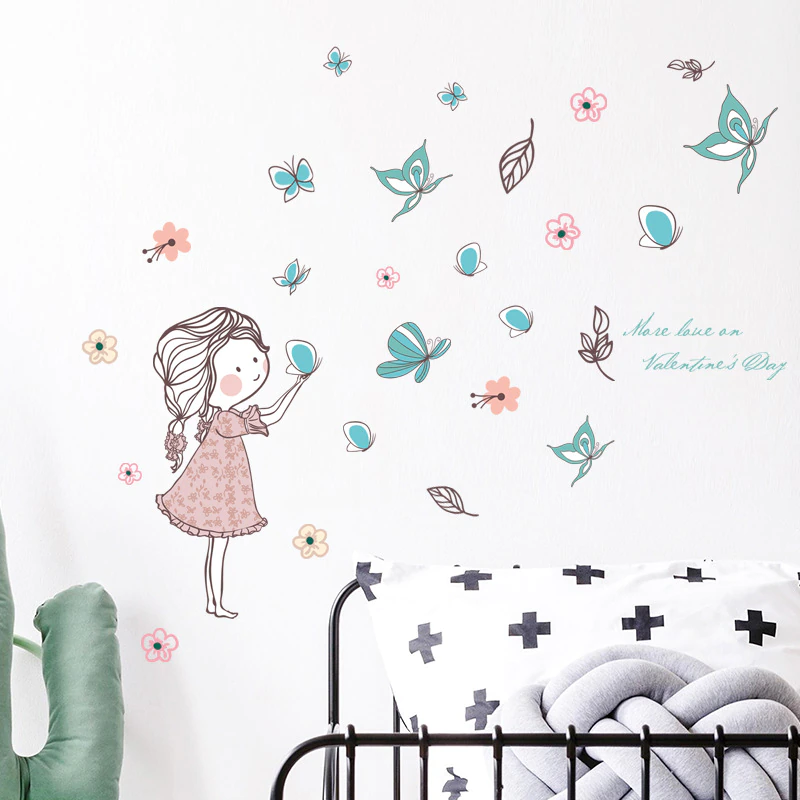 Thumbnail: Flying butterfly girl wall stickers 