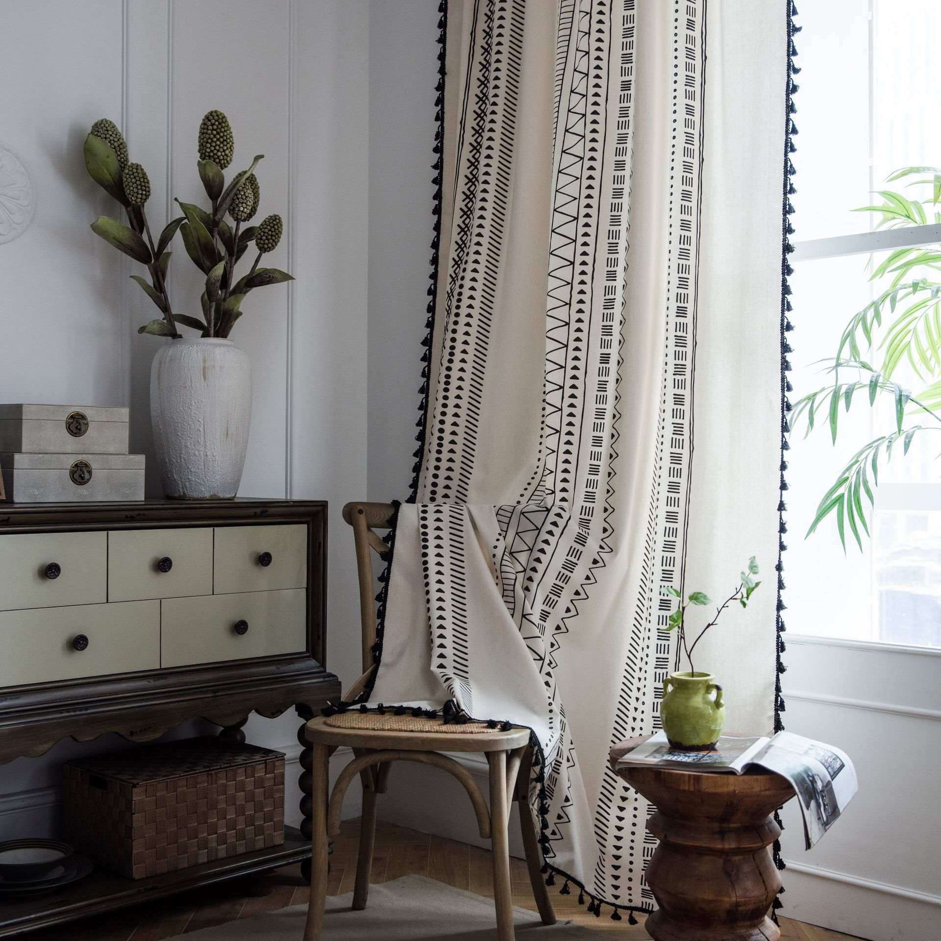 Modern White linen curtains