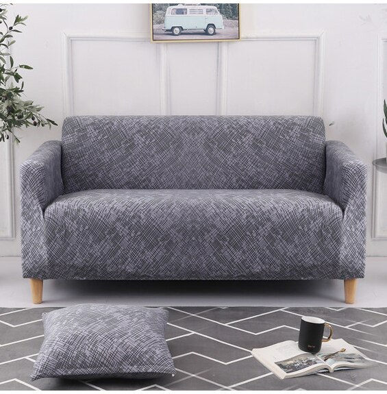 Thumbnail: Grey color sofa cover Printed couch cover Polyester 