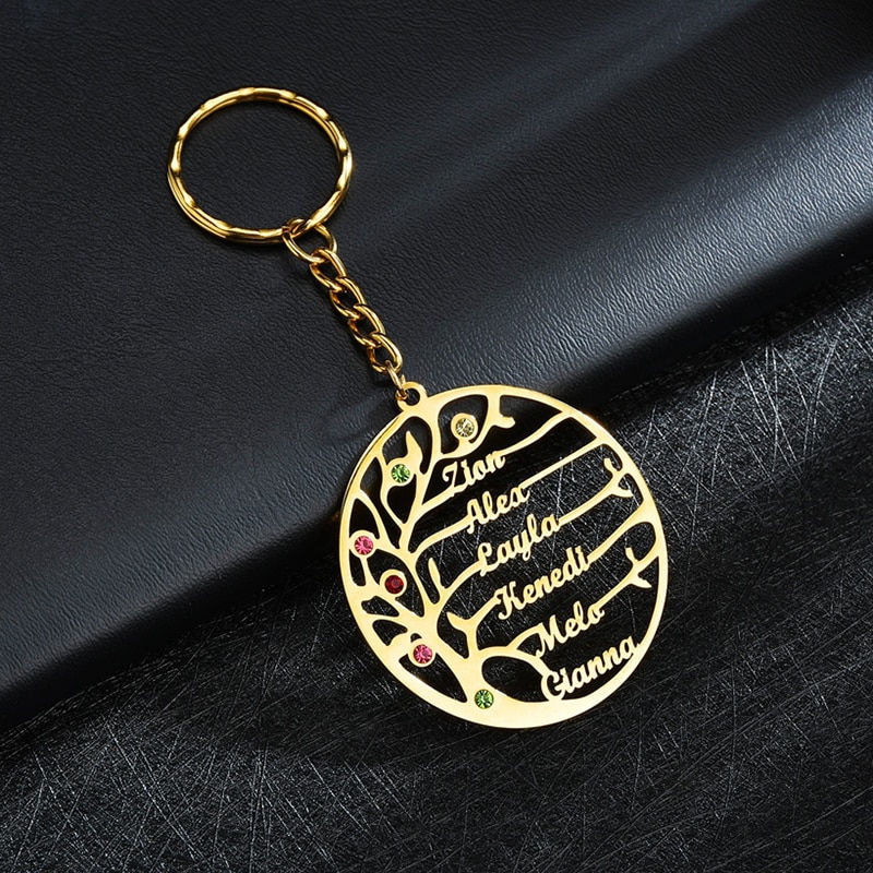 Thumbnail: Auxauxme Custom Birthstone Tree of Life Keychains 
