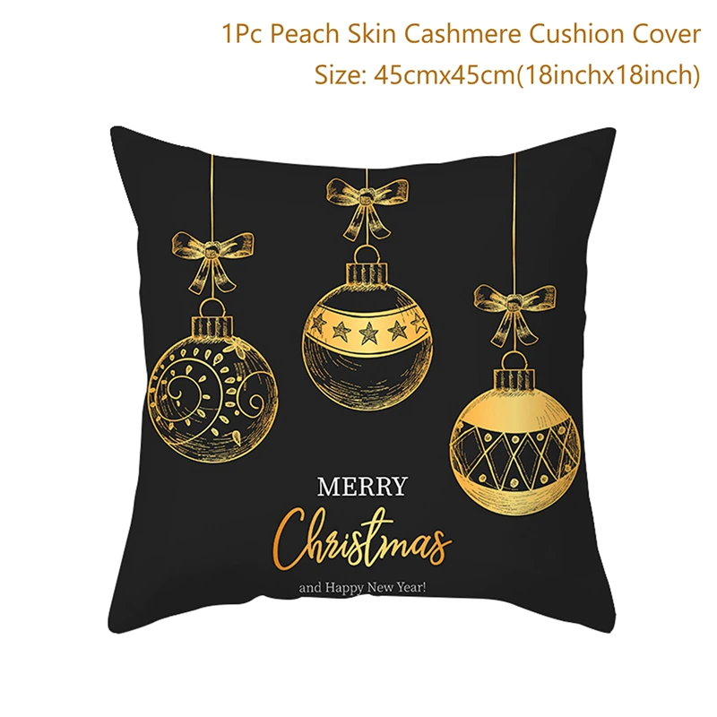 Thumbnail: 45cm Christmas Black Gold Cushion Cover 