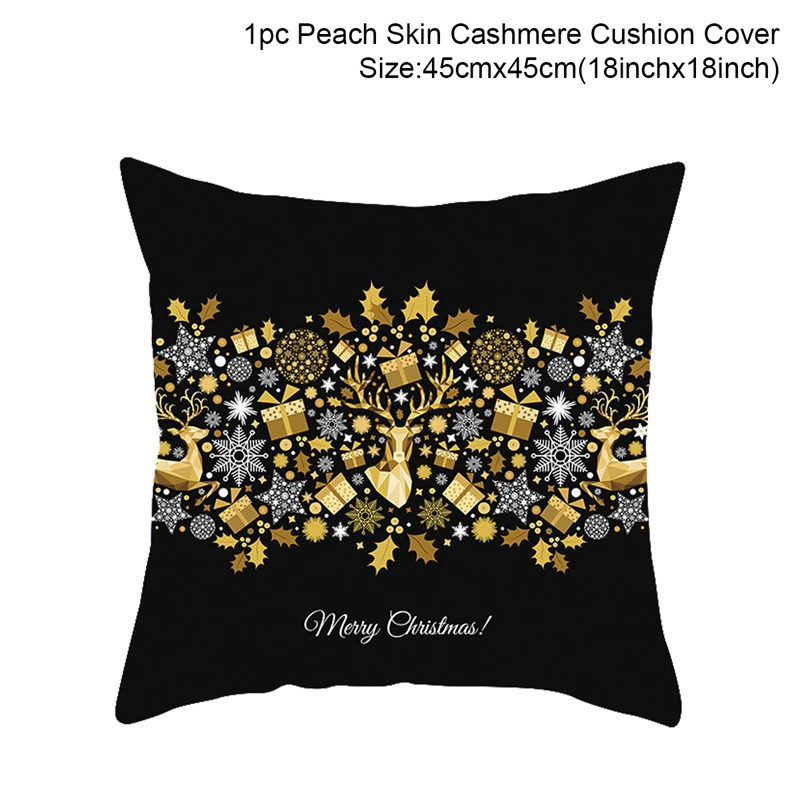 Thumbnail: 45cm Christmas Black Gold Cushion Cover 