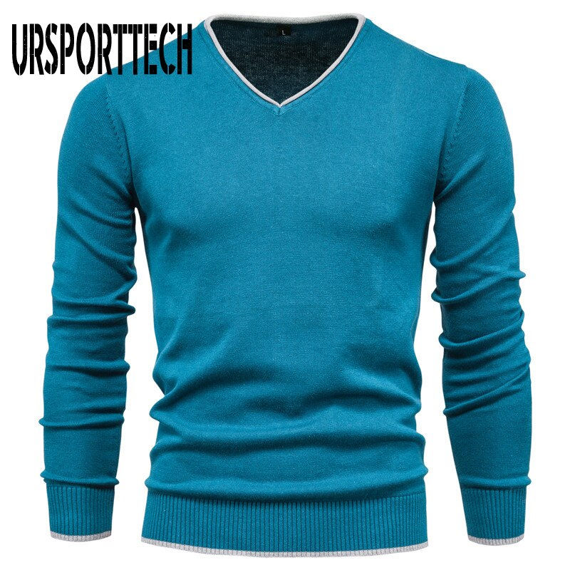 Thumbnail: 100% Cotton Men's Sweater Pullover V Neck 