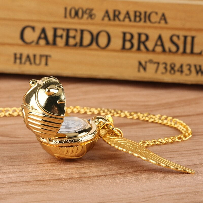 Thumbnail: Top Luxury Gold Watch Ball Pocket Watch Tiny Wings Necklace Pendant 