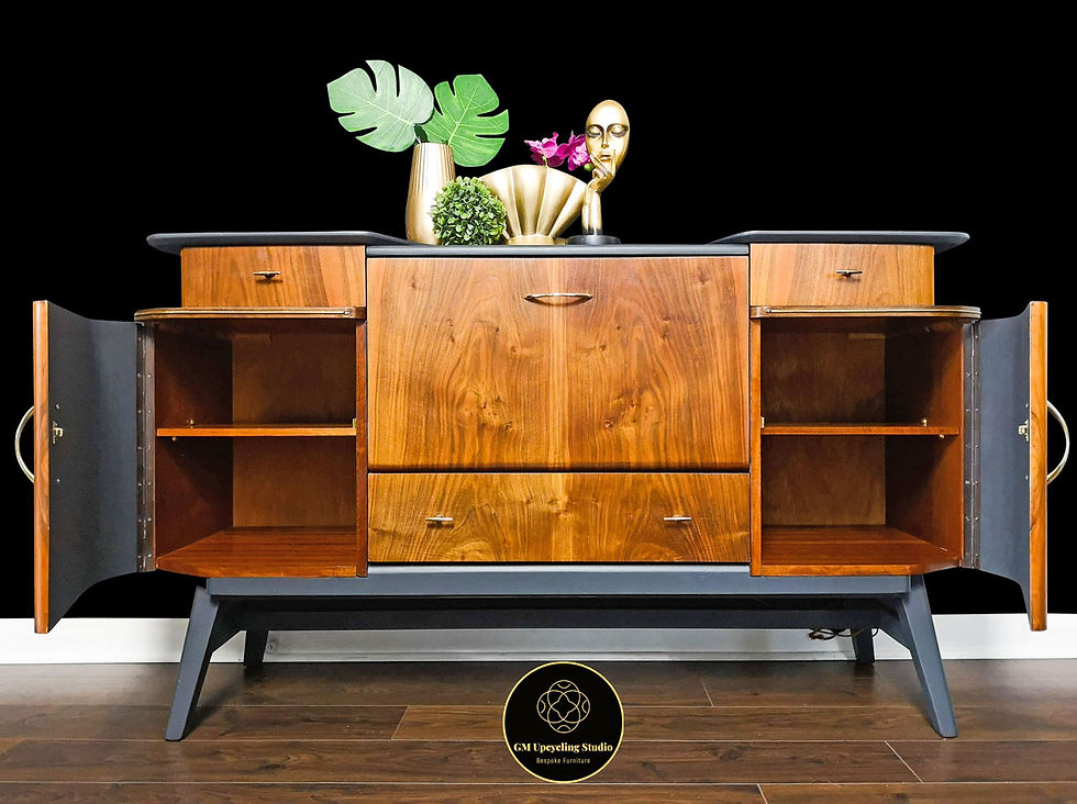 Thumbnail: Retro Art Deco Sideboard Drinks Cocktail Cabinet in Grey by Beautility of London