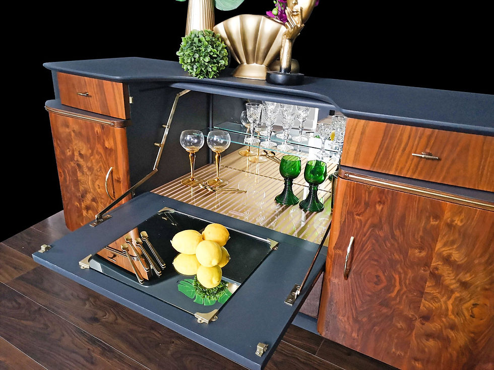 Thumbnail: Retro Art Deco Sideboard Drinks Cocktail Cabinet in Grey by Beautility of London