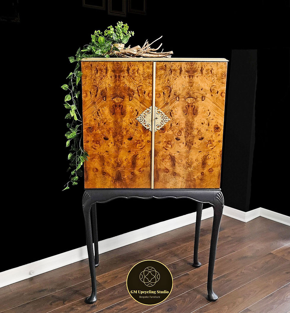 Thumbnail: Art Deco Drinks Cabinet Cocktail Cabinet, Black, Gold