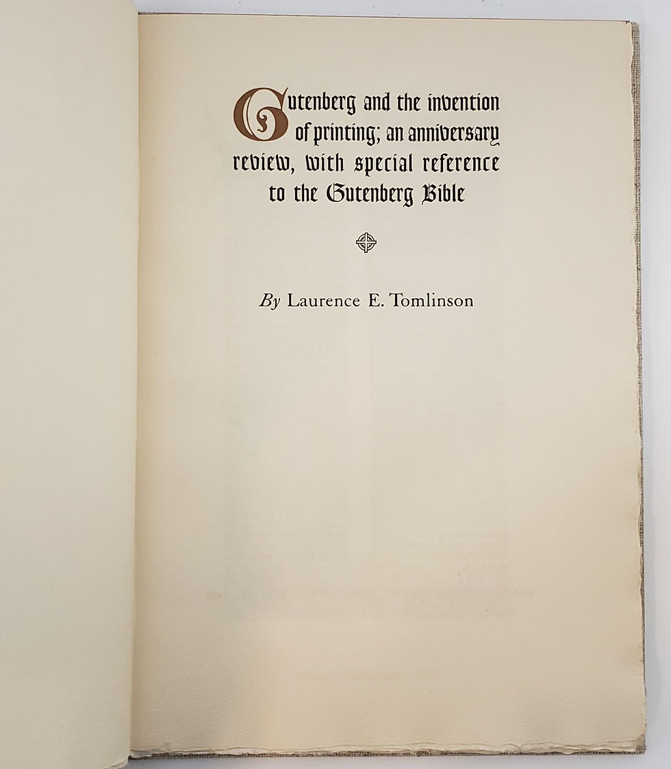 Thumbnail: GUTENBERG AND THE INVENTION OF PRINTING by Laurence E. Tomlinson