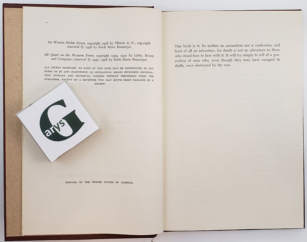 Thumbnail: ALL QUIET ON THE WESTERN FRONT by Erich Maria Remarque