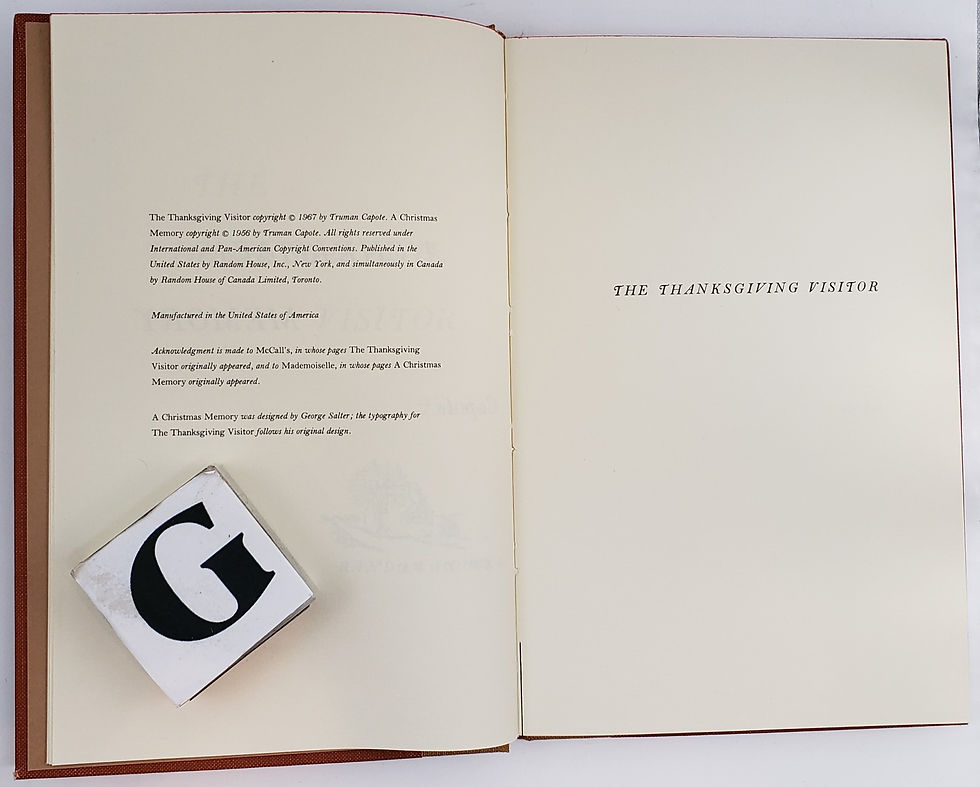 Thumbnail: THE THANKSGIVING VISITOR: A Christmas Memory by Truman Capote