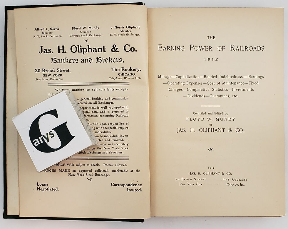Thumbnail: THE EARNING POWER OF RAILROADS, compiled by Floyd W. Mundy