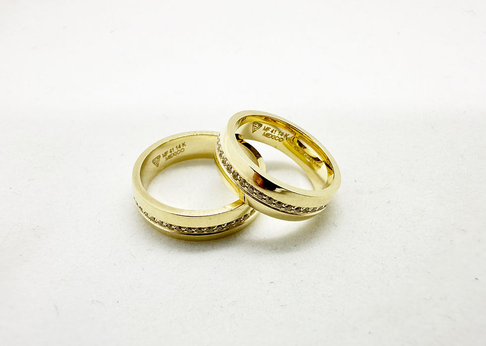 Miniatura: ANILLO MATRIMONIO 14K CON ZIRCONIAS