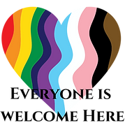 Everyone is welcome Rainbow heart graphic