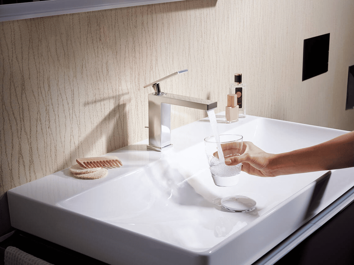 Tecturis E 3-Furos Misturador de Lavatório 150 EcoSmart+ com Sifão Push-Open
