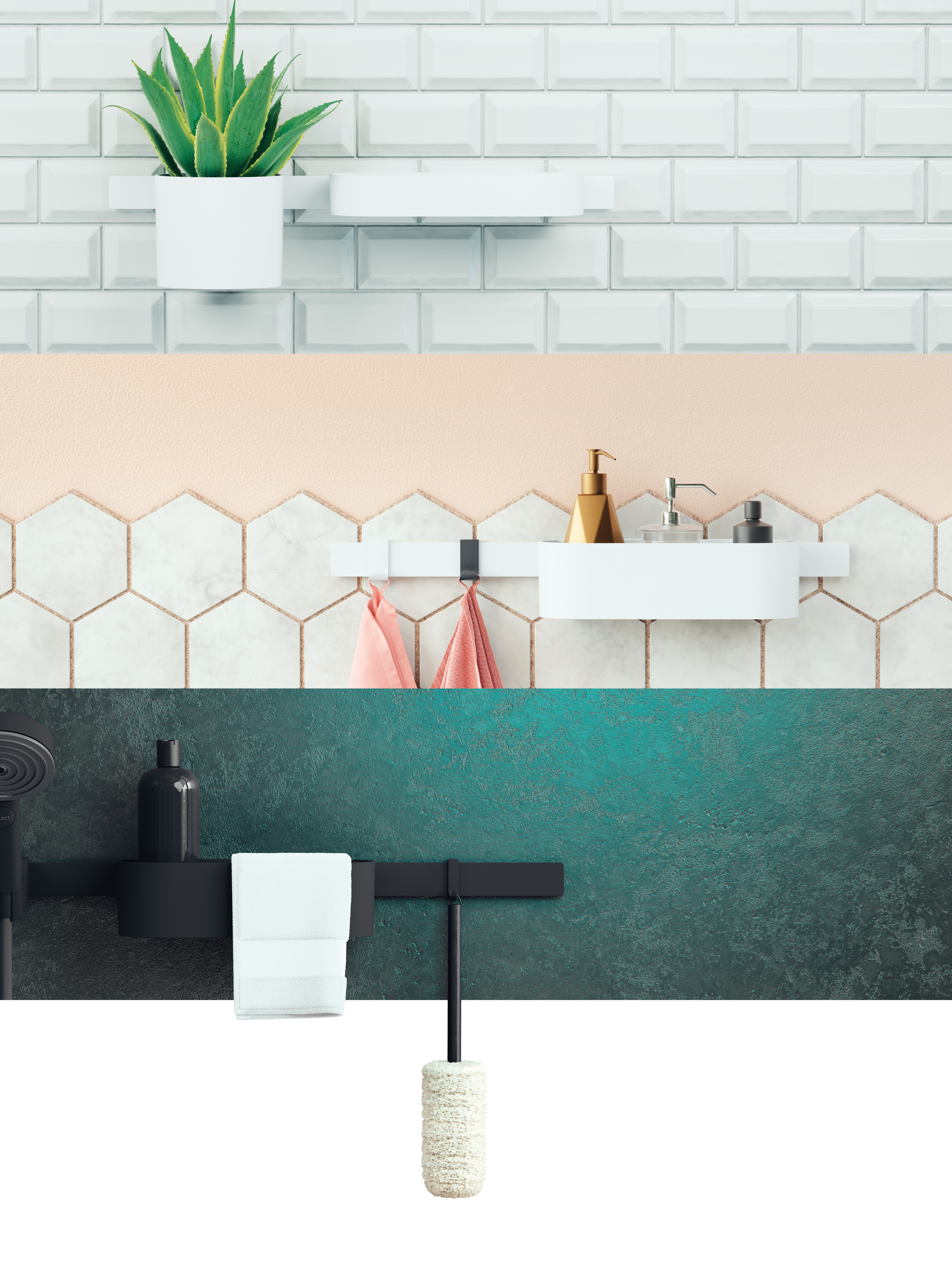hansgrohe WallStoris Suporte Deslizante Push com Trava por Botão
