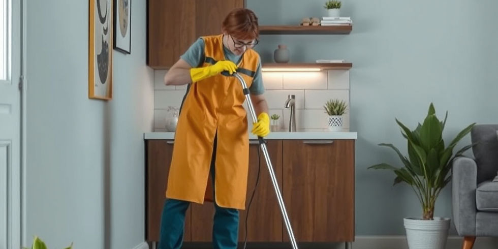 A cleaner cleaning a house