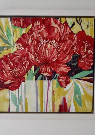 botanical art, peonies painting, acrylic painting, floral art, flower painting , interior decor