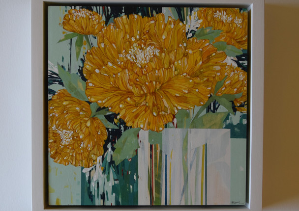 botanical art, peonies painting, acrylic painting, floral art, flower painting