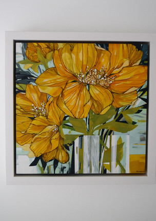 botanical art, peonies painting, acrylic painting, floral art, flower painting