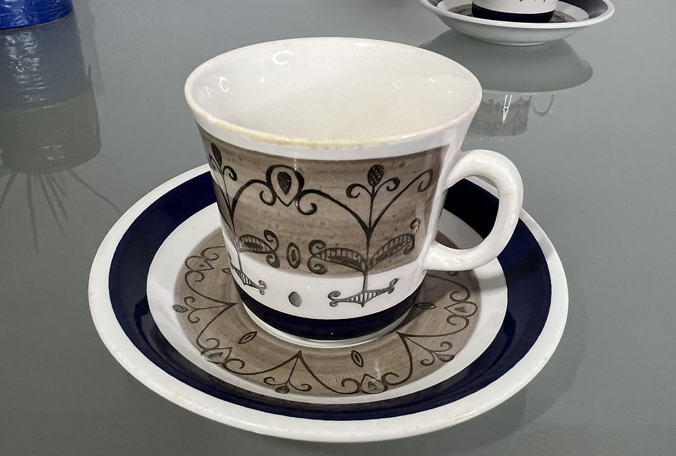 サムネイル： Upsala Ekeby Gefle Aurora Coffee Cup Set by Helmer Ringström