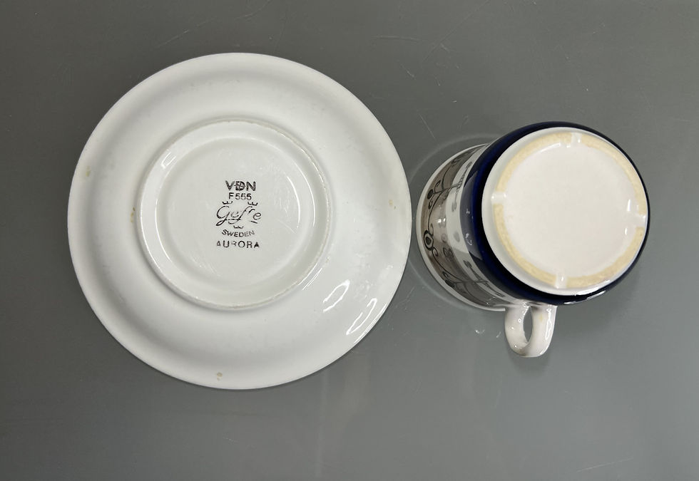 サムネイル： Upsala Ekeby Gefle Aurora Coffee Cup Set by Helmer Ringström