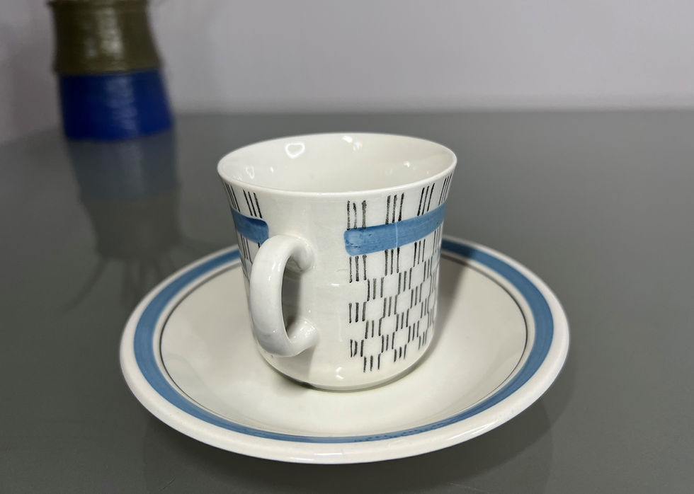 縮圖：Upsala Ekeby Gefle, Gavott (Blue) 咖啡杯組 by Helmer Ringström