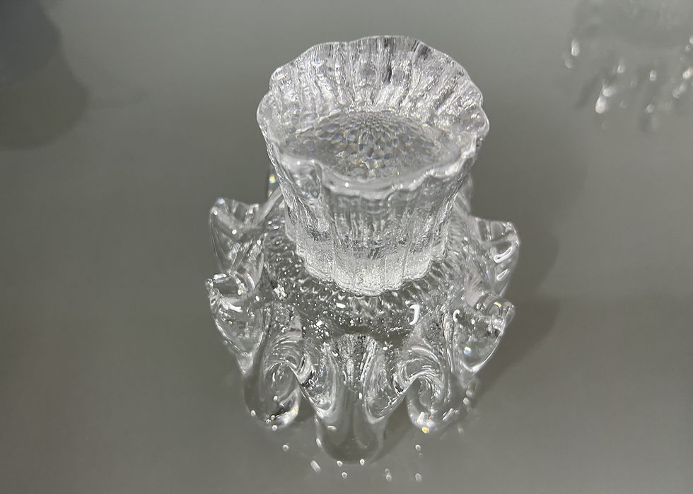 Thumbnail: Kosta Boda Solros (Sunflower) Glass Candleholder 11 cm by Göran Wärff