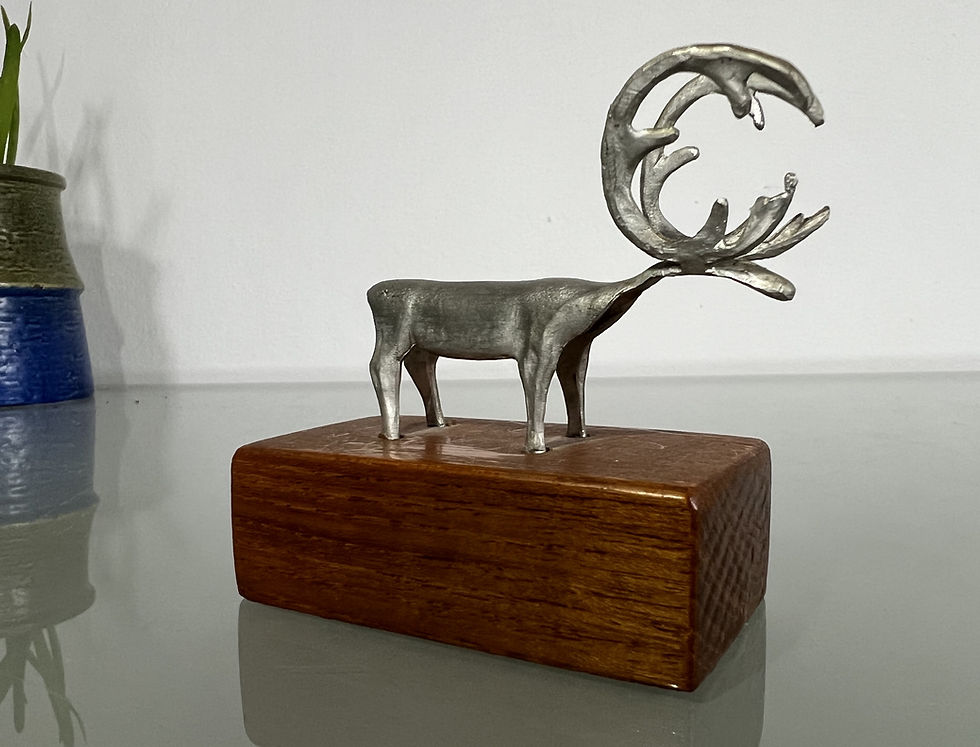 縮圖：Jokkmokks Tenn Ren (Reindeer) Figurine in Tin on a Wooden Stand
