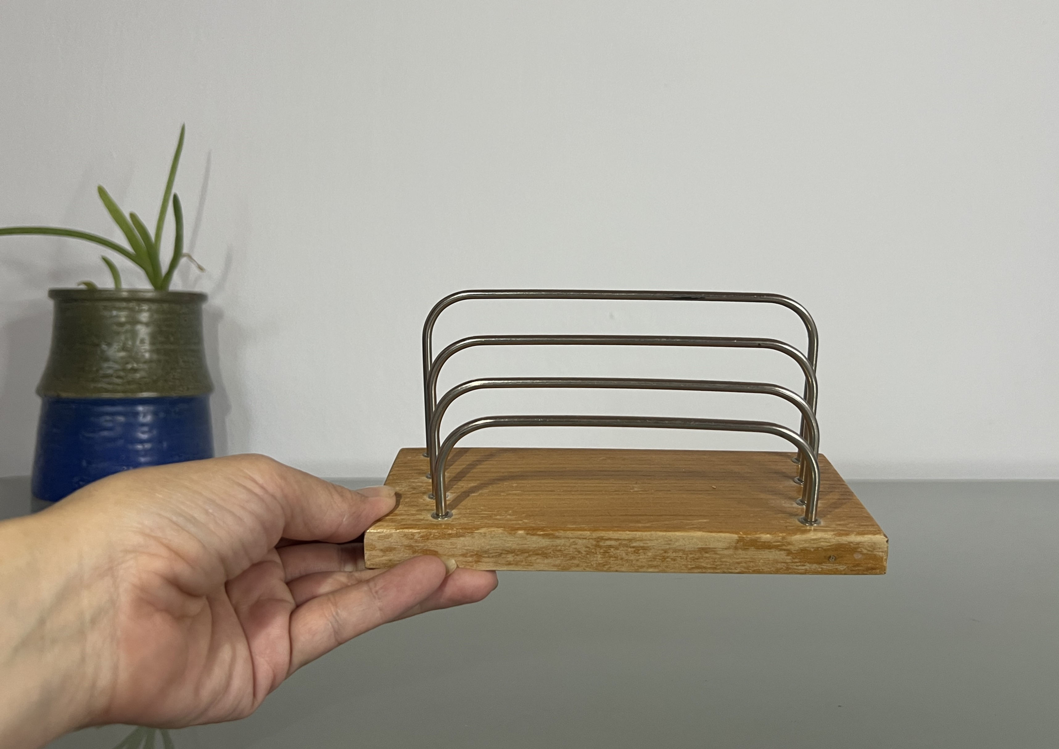 Lovely letter rack / toast rack in wood stand