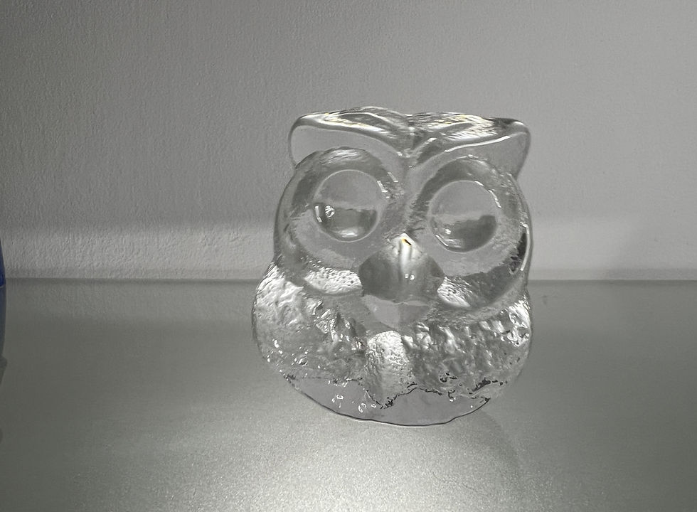 Thumbnail: Skruf Sweden Owl Glass Figurine (8cm) by Lars Hellsten