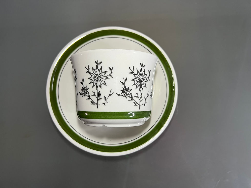 Thumbnail: Upsala-Ekeby Gefle Tähti Tea Cup Set (Green version)