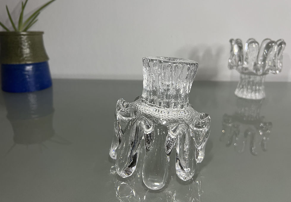 Thumbnail: Kosta Boda Solros (Sunflower) Glass Candleholder 11 cm by Göran Wärff