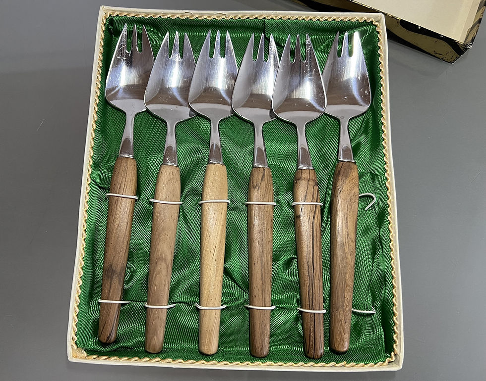 Thumbnail: Stunning Stainless Steel Fork with Teak Holder