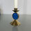 Thumbnail: Ystad Metall Blue Glass on Golden Metal Candleholder by Gunnar Ander
