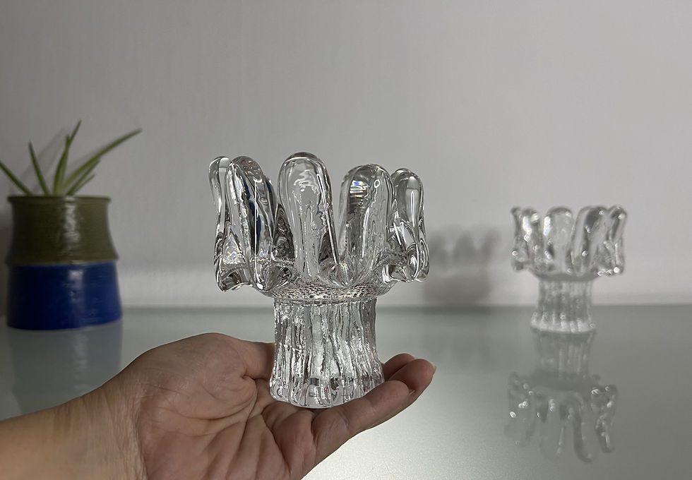 Thumbnail: Kosta Boda Solros (Sunflower) Glass Candleholder 11 cm by Göran Wärff