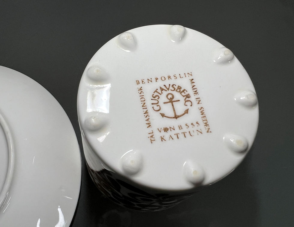 サムネイル： Rare Gustavsberg Kattun Coffee Cup Set by Stig Lindberg