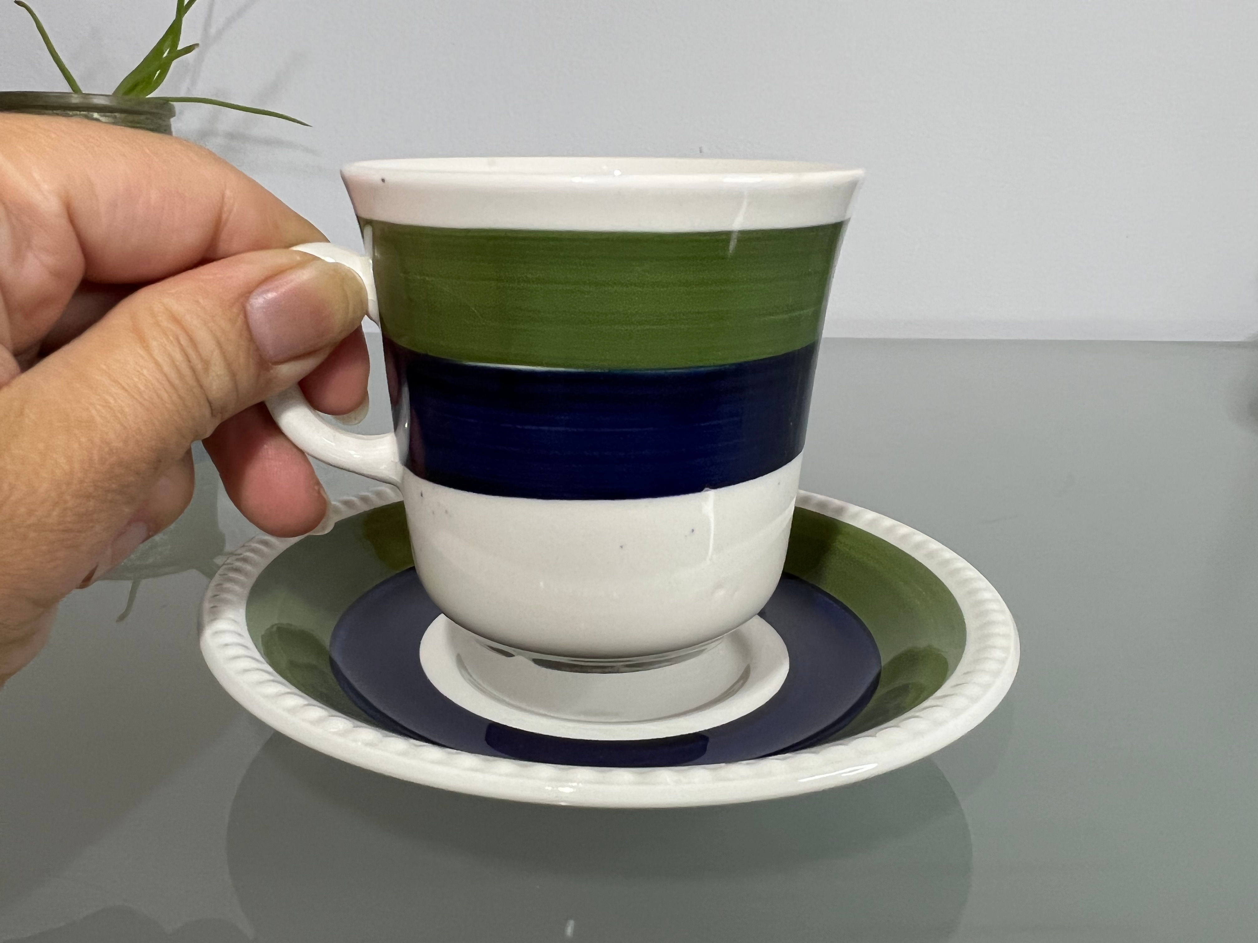 Upsala-Ekeby Gefle 綠環 (Atoll) 咖啡杯組 由 Helmer Ringström設計
