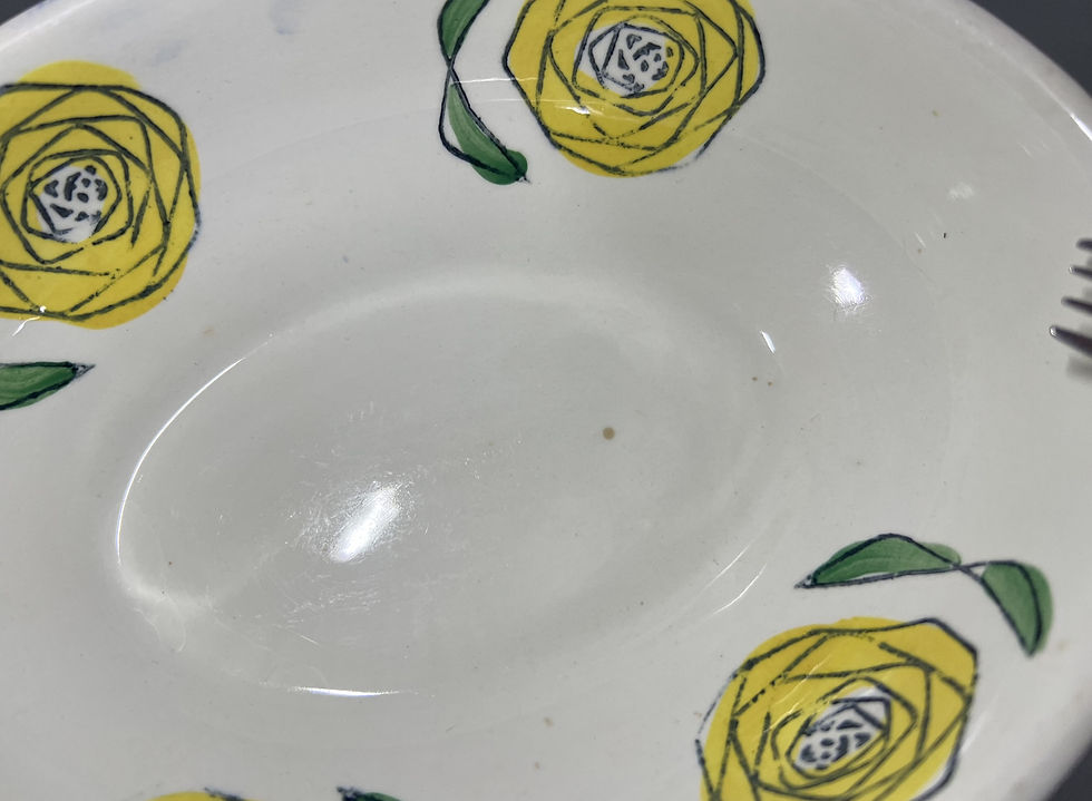 Thumbnail: Upsala-Ekeby Gefle, Yellow Rose Oval Serving Bowl / Salad Bowl