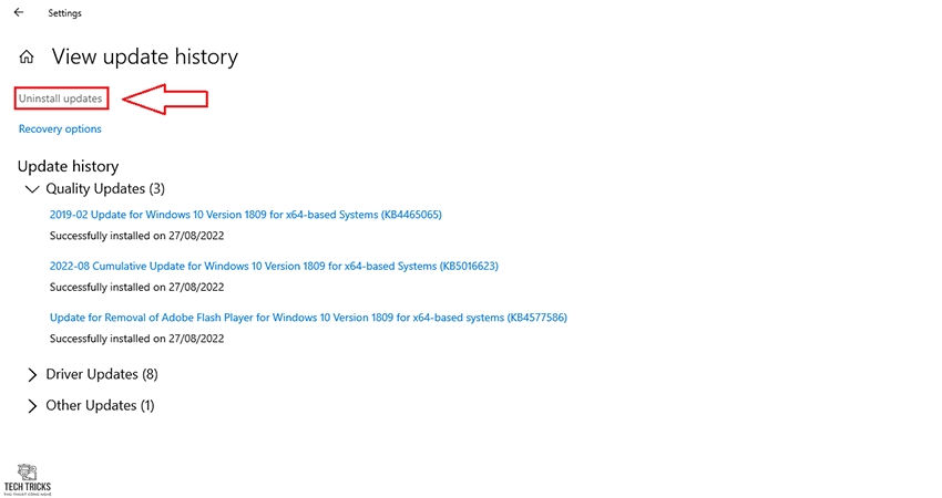 Sửa lỗi Unknown Hard Error bằng cách gỡ cài đặt bản cập nhật Windows