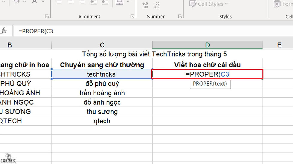 Cách chuyển chữ thường sang chữ in hoa trong Excel