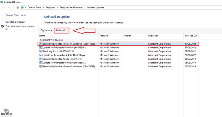 Sửa lỗi Unknown Hard Error bằng cách gỡ cài đặt bản cập nhật Windows