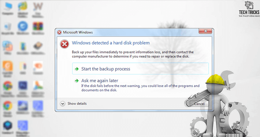 Cách sửa lỗi windows detected a hard disk problem