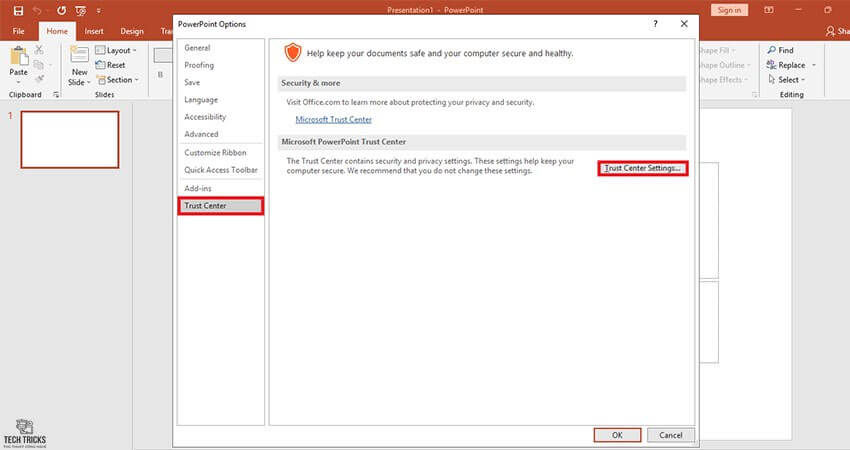 Sửa lỗi Sorry PowerPoint can’t read bằng Settings