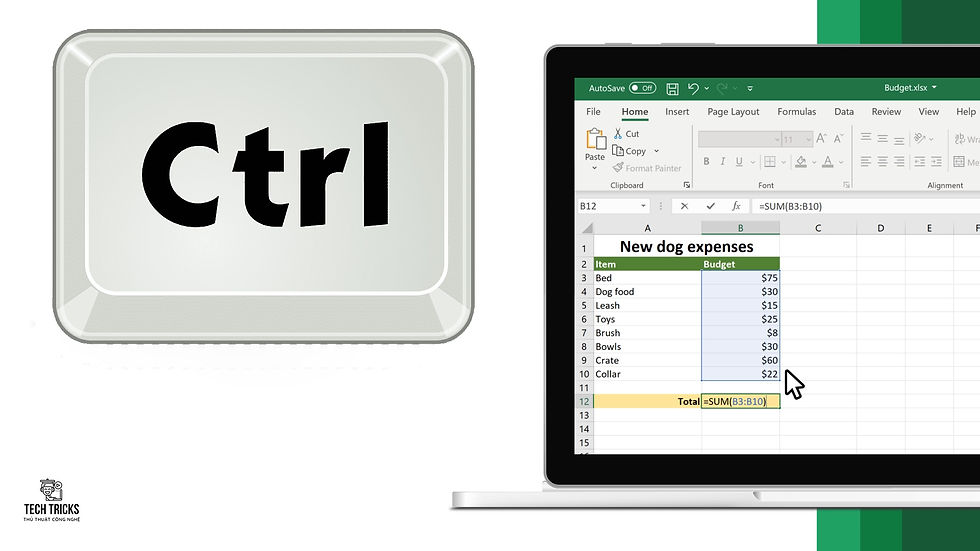 Các tổ hợp phím trong Excel hữu ích