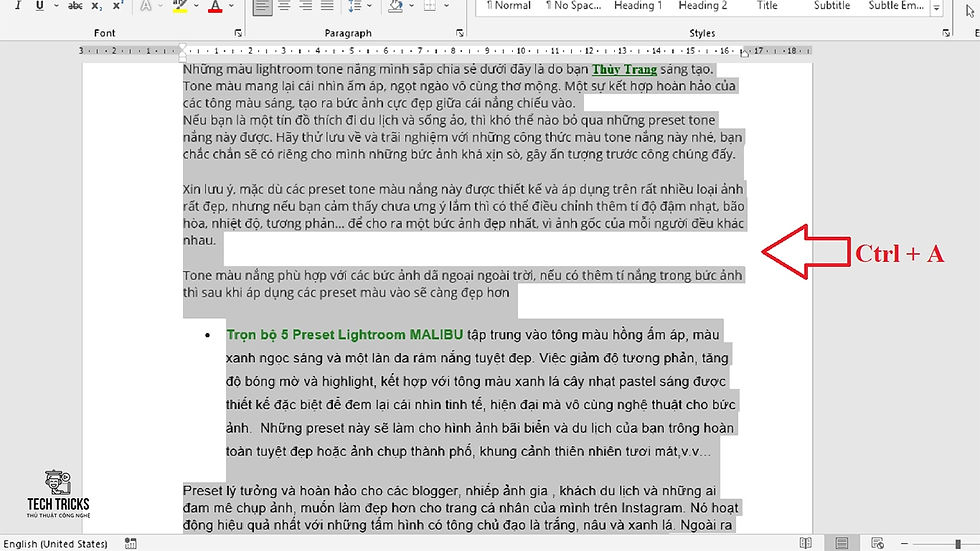 Cách xóa tất cả định dạng trong văn bản Word
