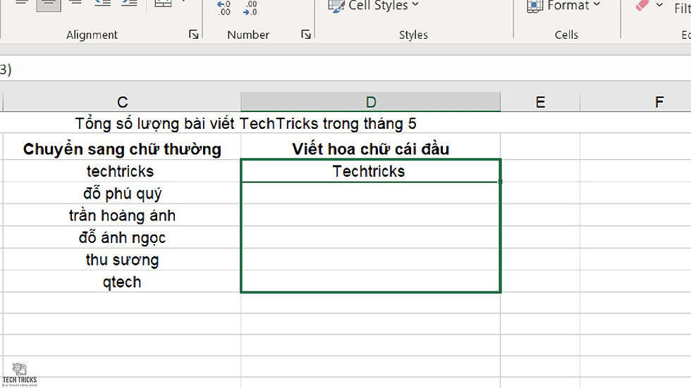 Cách chuyển chữ thường sang chữ in hoa trong Excel