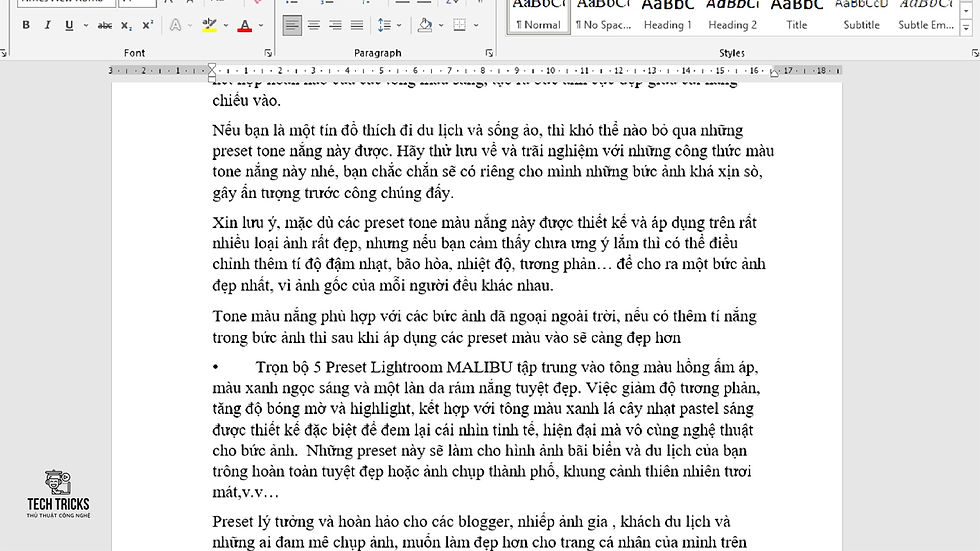 Cách xóa tất cả định dạng trong văn bản Word