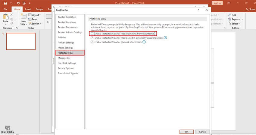Sửa lỗi Sorry PowerPoint can’t read bằng Settings