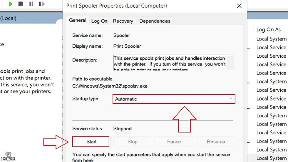 The Print Spooler Service is not running