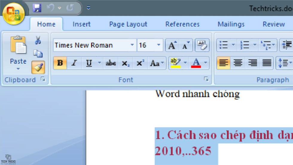 Copy định dạng đoạn văn trong Microsoft Word
